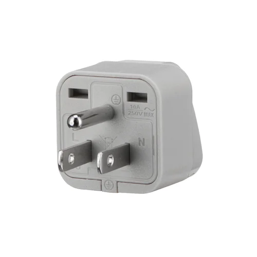 Adaptador Universal Espiga Plana 10A 250V con Línea a Tierra Gris SISSA