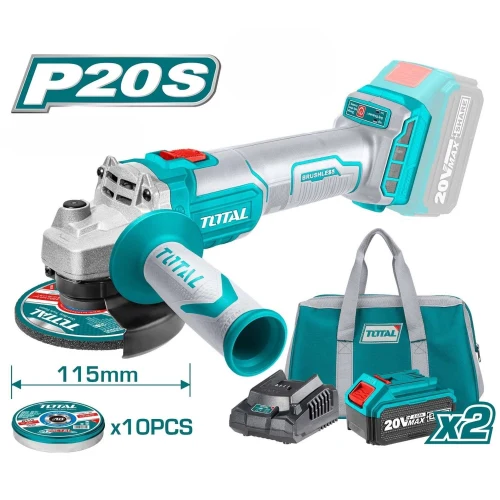 Amoladora Angular 20V Brushless 4 1/2" Incluye 2 Baterias 4AH y Cargador