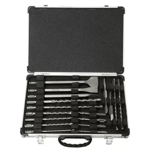 Broca SDS PLUS y Cinceles Variados (17 Pzas) Maletin Aluminio