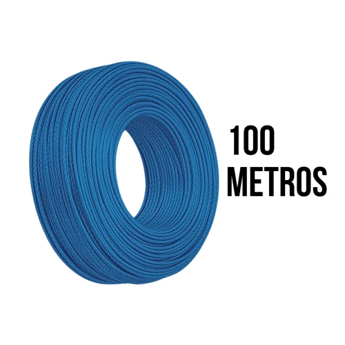 Cable de Acero con Forro Pvc Azul 100 Metros