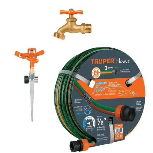 Combo Aspersor Metálico + Manguera de 20M y Caño de Jardín