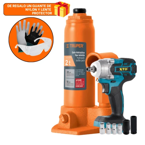Combo Gata Tipo Botella 2T + Llave de Impacto 48V Xtd