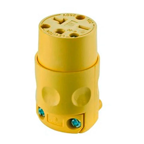 Conector Aéreo Industrial Leviton 620CV 20A 250V PVC Amarillo