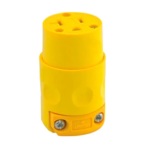 Conector Aéreo Leviton 20A 125V con Línea a Tierra de PVC Amarillo 520CV