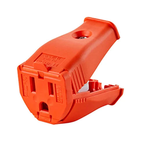 Conector Aéreo Leviton Clamptite 15A 125V con Bisagra PVC Anaranjado