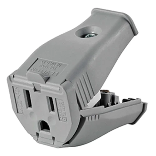 Conector Aéreo Leviton Clamptite con Puesta a Tierra 15A 125V PVC Gris