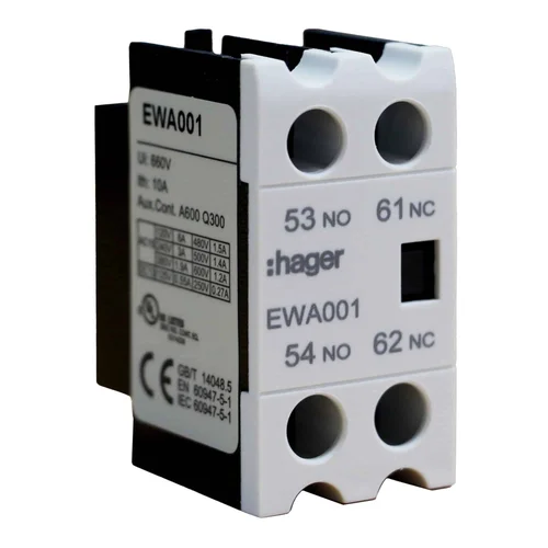 Contacto Auxiliar Frontal 1NA+1NC Hager para Contactor de 7A a 90A