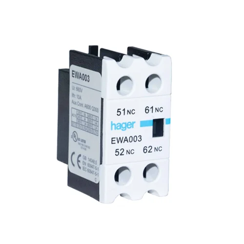 Contacto Auxiliar Frontal Hager 2NC para Contactor de 7A a 90A