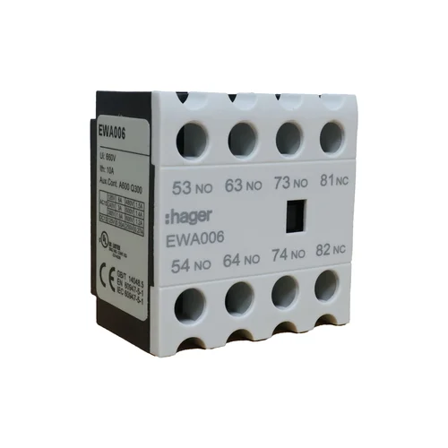 Contacto Auxiliar Frontal Hager 3NA + 1NC para Contactor de 7A a 90A