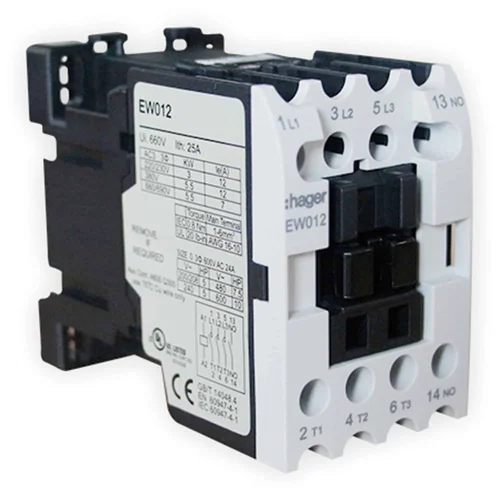Contactor de Potencia Hager 12A AC3 con 1NA Bobina 220V 50/60Hz