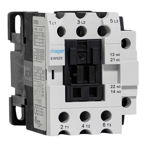 Contactor de Potencia Hager EW 26A 380V AC3 con 1NA+1NC