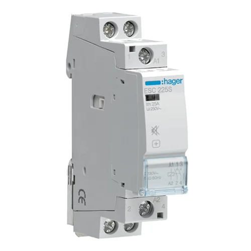 Contactor Silencioso Hager ESC225S 25A 230V AC/DC 2NA 1 Módulo
