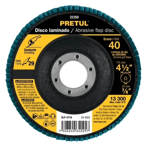 Disco Flap 4-1/2" Grano 40 Centro 7/8"