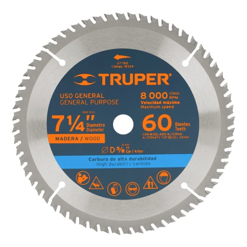 Disco para Sierra Circular 7 ¼" 60 Dientes
