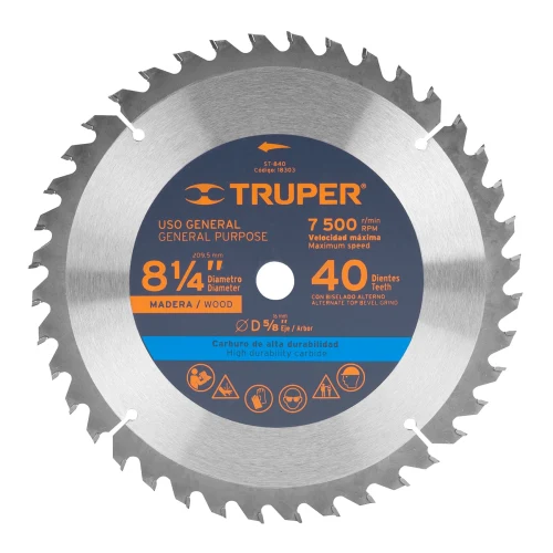 Disco para Sierra Circular 8 ¼" 40 Dientes