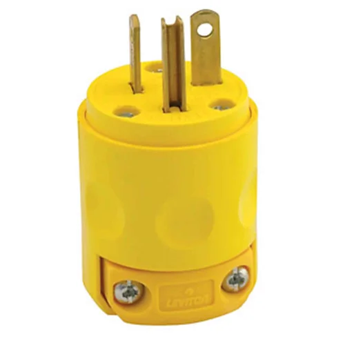 Enchufe Aéreo Leviton 20A 125V con Línea a Tierra PVC Amarillo