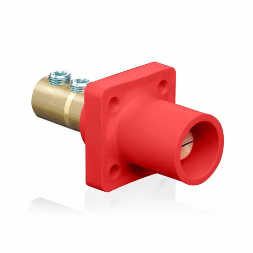 Enchufe Empotrable Cam-Lock Macho Leviton 400A 600V Rojo con 2 Pernos