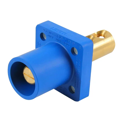 Enchufe Empotrable Macho Cam-Lock Leviton 400A 600V con 2 Pernos Azul