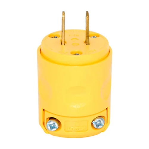 Enchufe Industrial de 2 Patas Leviton 15A 125V en PVC Amarillo