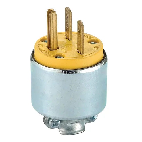 Enchufe Macho Blindado Leviton 15A 250V con Línea a Tierra