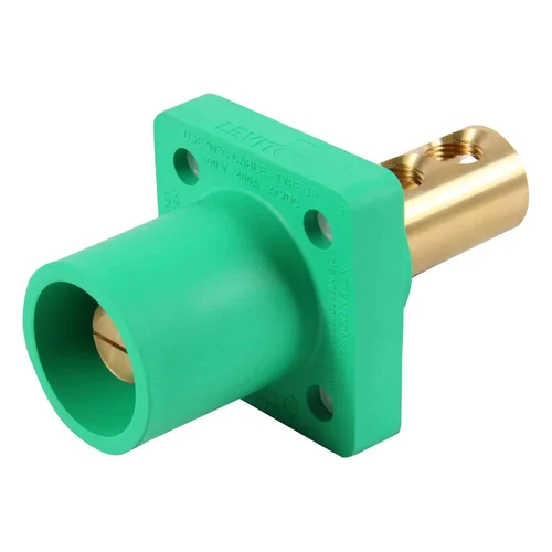 Enchufe Macho Empotrable Cam-Type Leviton 400A 600V Verde con 2 Pernos