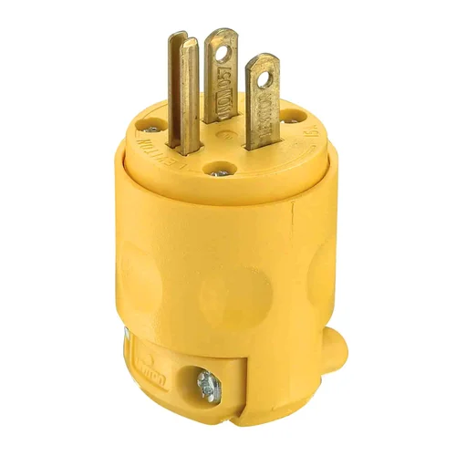 Enchufe Macho Leviton 15A 125V con Línea a Tierra PVC Amarillo