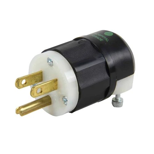 Enchufe Macho Leviton 15A 125V Grado Hospitalario con Línea a Tierra Negro