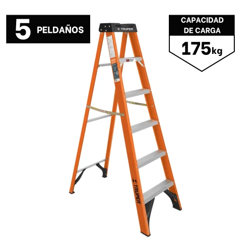 Escalera Fibra de Vidrio Tipo Tijera 5 Peldaños