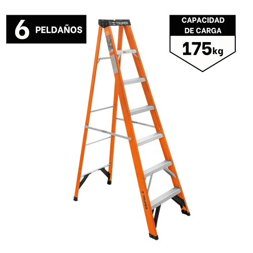 Escalera Fibra de Vidrio Tipo Tijera 6 Peldaños
