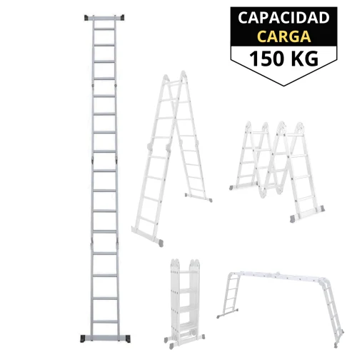 Escalera Multiposicion 16 Peldaños Soporta 150 Kg