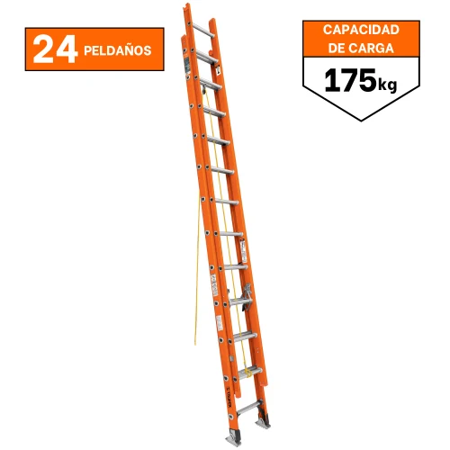 Escalera Telescópica Fibra de Vidrio 24 Peldaños