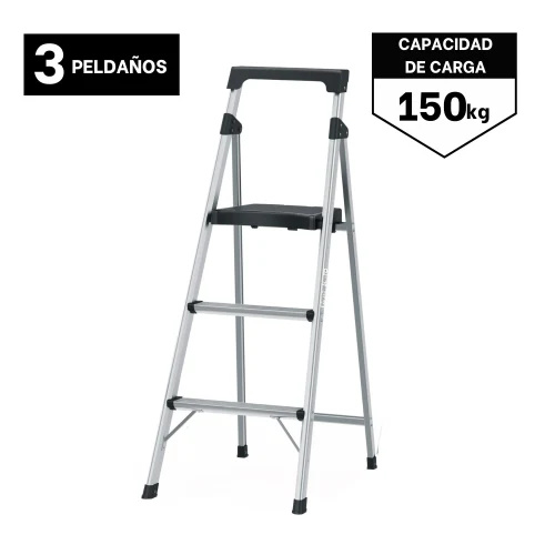 Escalera Tubular 3 Peldaños Aluminio