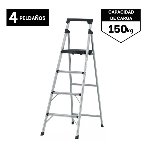 Escalera Tubular 4 Peldaños Aluminio