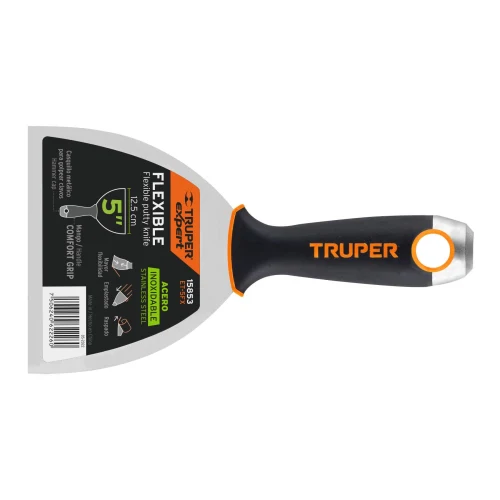 Espátula Flexible 5" Acero Inoxidable Mango Confort Grip
