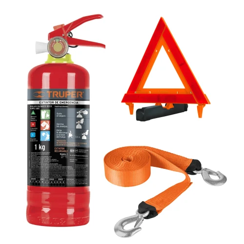 Extintor 1KG + Triangulo de Seguridad y Correa de Remolque