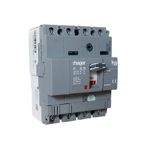 Interruptor Automático de Caja Moldeada Hager X160 4P 100A 85kA 230V