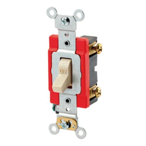 Interruptor Bipolar de Palanca Leviton 20A 250V con Línea a Tierra Marfil