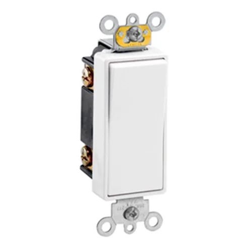 Interruptor Bipolar Simple Decora 20A con Línea a Tierra 250V Blanco Leviton