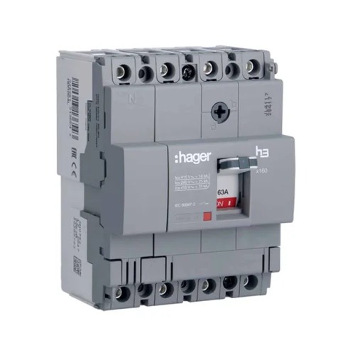 Interruptor de Caja Moldeada Hager H3 x160 4 Polos 63A 25kA 240V