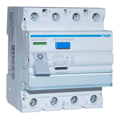 Interruptor Diferencial Superinmunizado Hager 4P 25A 30mA Tipo A