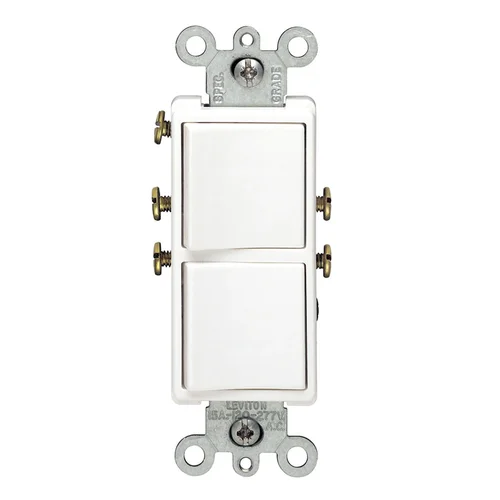 Interruptor Doble Decora con Línea a Tierra 15A 250V Blanco Leviton