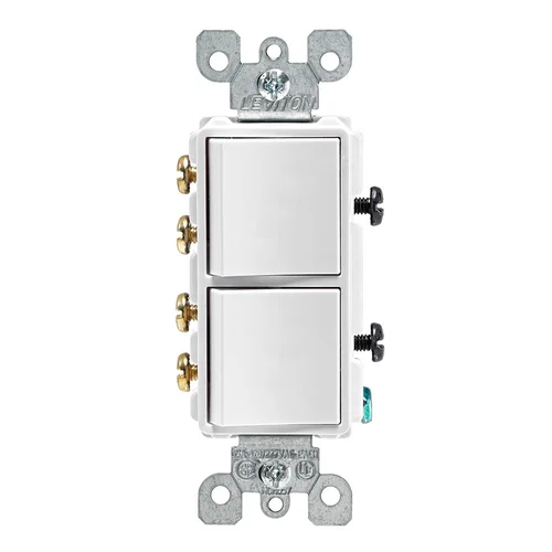 Interruptor Doble Decora Conmutación 3 Vías 15A 250V Blanco Leviton