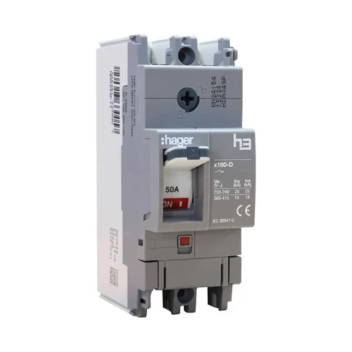 Interruptor Termomagnético en Caja Moldeada Hager H3 X160 2P 50A