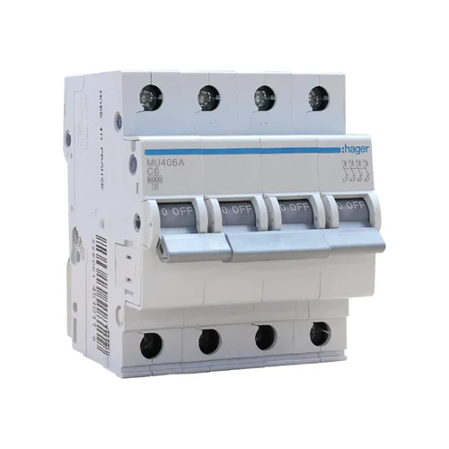 Interruptor Termomagnético Hager MU 4 Polos 6A 20kA 220V