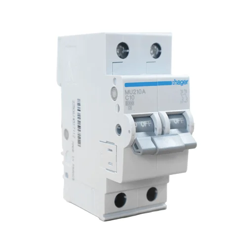 Interruptor Termomagnético Riel DIN Hager MU 2P 10A 20kA 220V Curva C