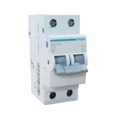 Interruptor Termomagnético Riel DIN Hager MU 2P 25A 20kA 220V