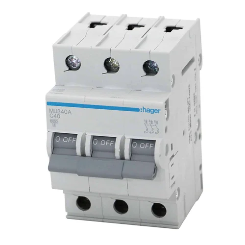 Interruptor Termomagnético Riel DIN Hager MU 3P 40A Curva C 220V
