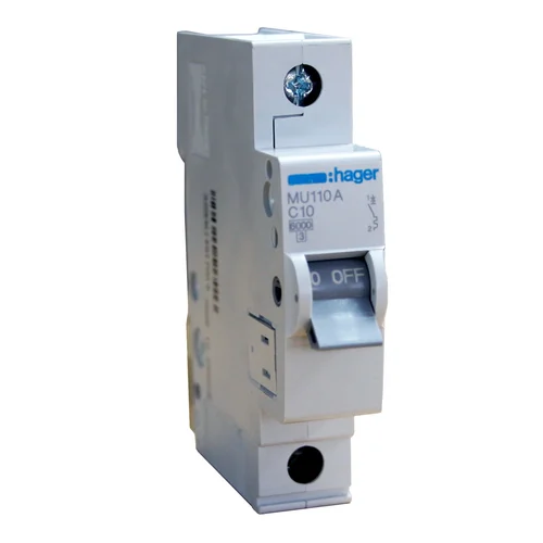 Interruptor Termomagnético Unipolar Hager MU 1P 10A Curva C 6kA 230V