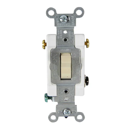 Interruptor Unipolar Simple 15A 250V Marfil Leviton CSB1-15I con Línea a Tierra
