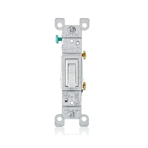 Interruptor Unipolar Simple de Palanca con Tierra 15A 120V Blanco Leviton
